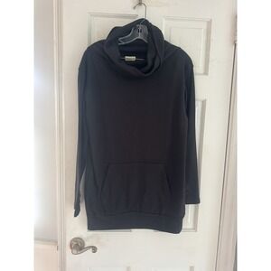 Sofishie Black Cowl Neck Pullover Hoodie Top Long Sleeve Pocket Size L